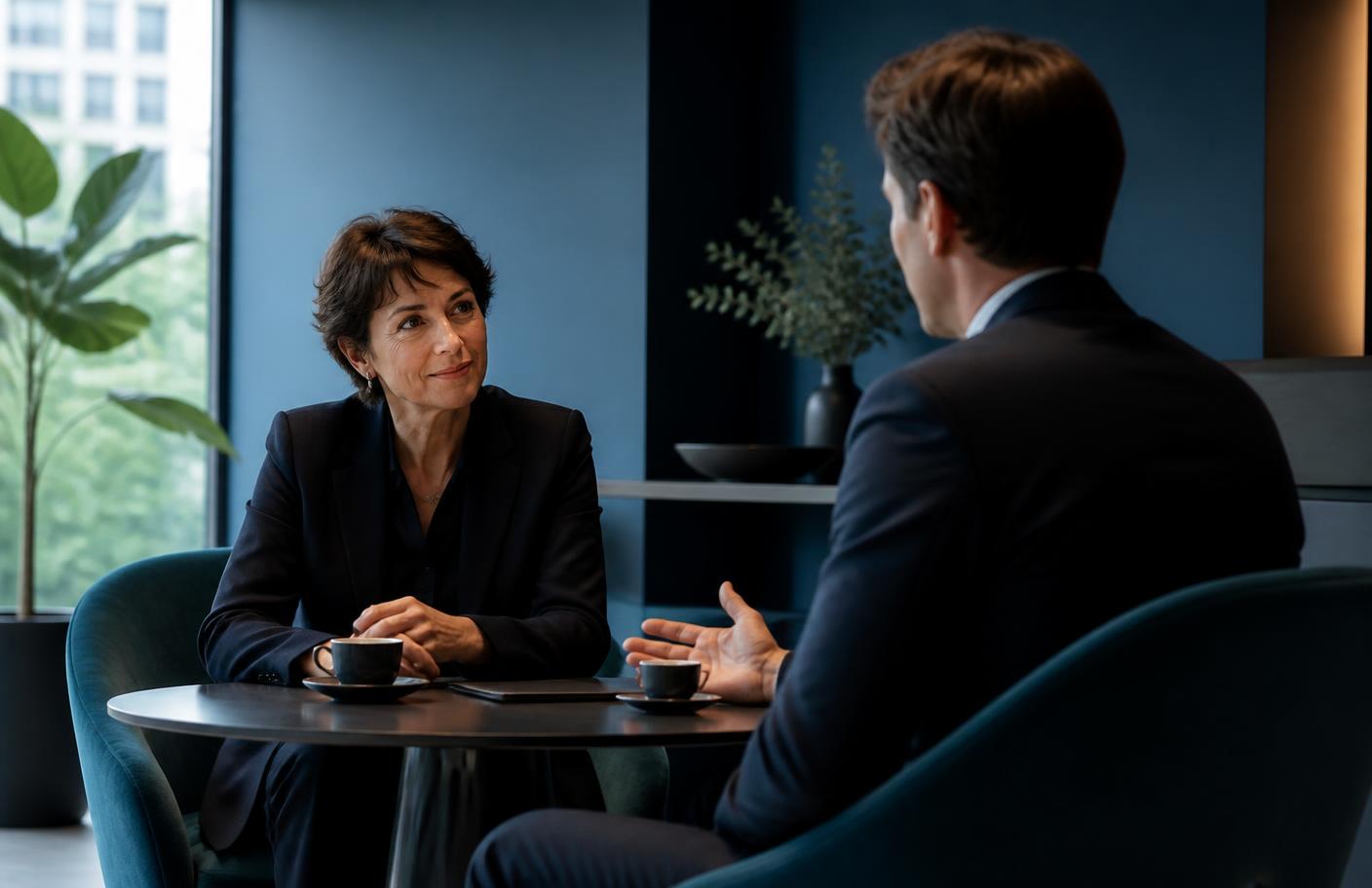 Conversa próxima entre mentor e empresário sobre o momento da empresa